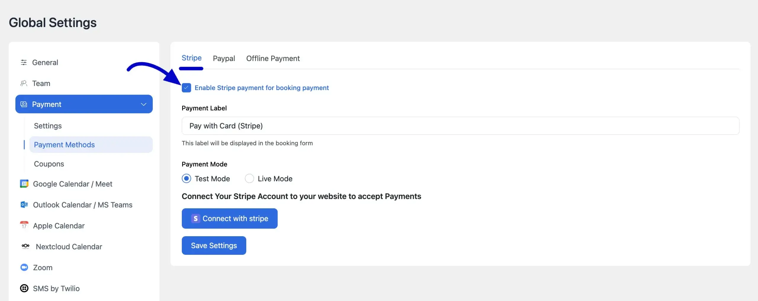 Stripe 設定畫面