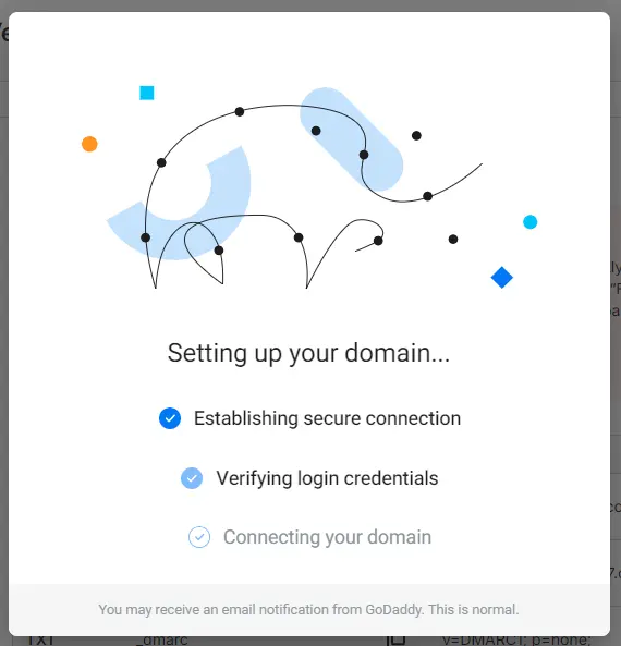 Entri 自動設定 DNS 記錄的進度畫面