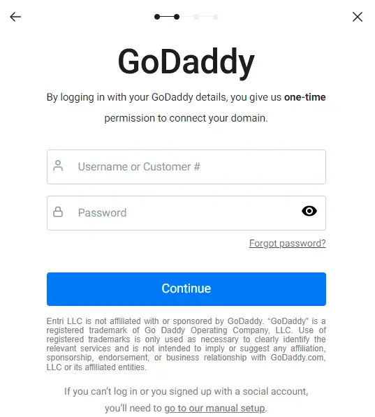 登入 DNS 供應商(GoDaddy)的畫面